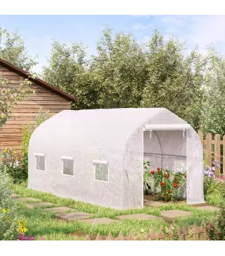 Invernadero de Jardín 4x2x2 m Tipo Túnel con 6 Ventanas Transpirables y Puerta Enrollable con Cremallera Huerto para Cultivo Pla