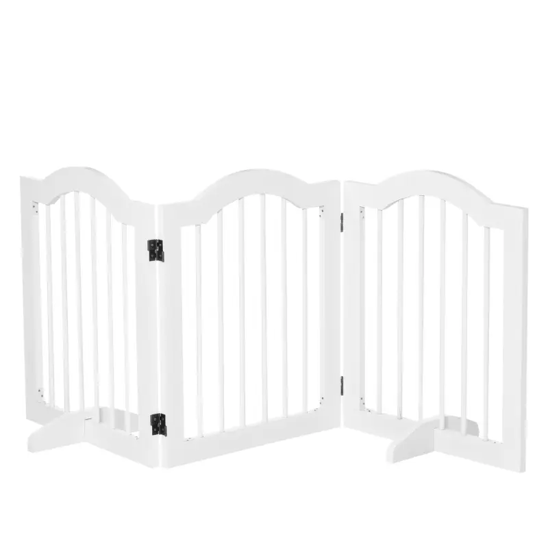 Barrera de Seguridad para Perros Pequeños Plegable Barrera para Perros en Casa de 3 Paneles 154,5x29,5x61 cm Blanco