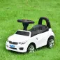 Coche Correpasillos para Niños de 18-36 Meses con Faros Música Bocina Volante Espacio de Almacenaje y Asa Blanco