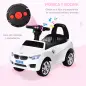 Coche Correpasillos para Niños de 18-36 Meses con Faros Música Bocina Volante Espacio de Almacenaje y Asa Blanco