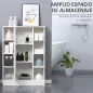 Armario de Suelo para Baño de Madera con 8 Compartimentos Abiertos y 1 Puerta con Estantes Ajustables Mueble Auxiliar Mu