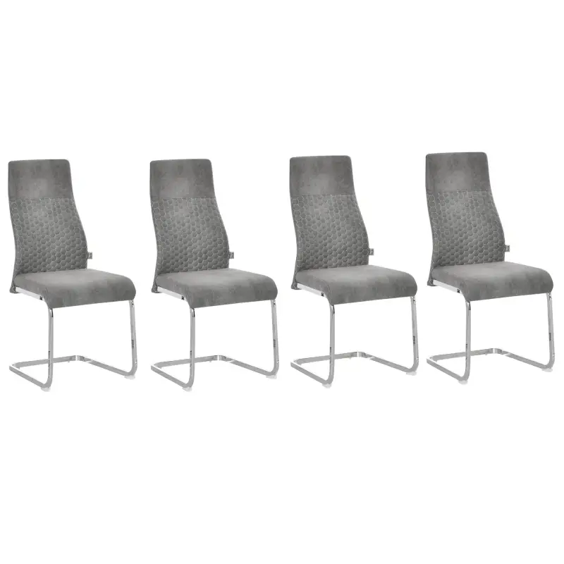 Set de 4 Sillas de Comedor Sillas de Cocina Tejido de Microfibra con Asiento Acolchado y Patas de Metal 45x61x98 cm Gris Set de 4 Sillas de Comedor Sillas de Cocina Tejido de Microfibra con Asiento Acolchado y Patas de Metal 45x61x98 cm Gris