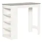 Mesa de Bar Mesa Alta Tipo Bistró de Cocina con Estantería de 4 Niveles Estilo Moderno 115x50x102,7 cm Blanco y Gris