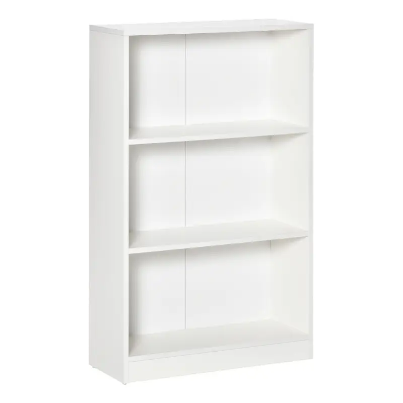 Estantería Librería con 3 Compartimentos de Almacenaje Libros CDs Plantas para Salón Estudio Dormitorio 62,2x24x102,4 cm Blanco