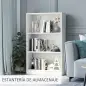 Estantería Librería con 3 Compartimentos de Almacenaje Libros CDs Plantas para Salón Estudio Dormitorio 62,2x24x102,4 cm Blanco