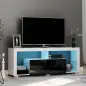 Mueble de TV para Televisiones de 55'' Mesa para TV de Salón con Luz LED 6 Modos de Colores 140x35x52 cm Blanco