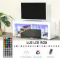 Mueble de TV para Televisiones de 55'' Mesa para TV de Salón con Luz LED 6 Modos de Colores 140x35x52 cm Blanco