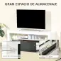 Mueble de TV para Televisiones de 55'' Mesa para TV de Salón con Luz LED 6 Modos de Colores 140x35x52 cm Blanco