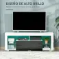 Mueble de TV para Televisiones de 55'' Mesa para TV de Salón con Luz LED 6 Modos de Colores 140x35x52 cm Blanco