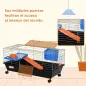 Jaula para Animales Pequeños, Jaula para Roedores con Ruedas, Botella de Agua, Comedero, Dispensador de Heno, Plataforma, Rampa,