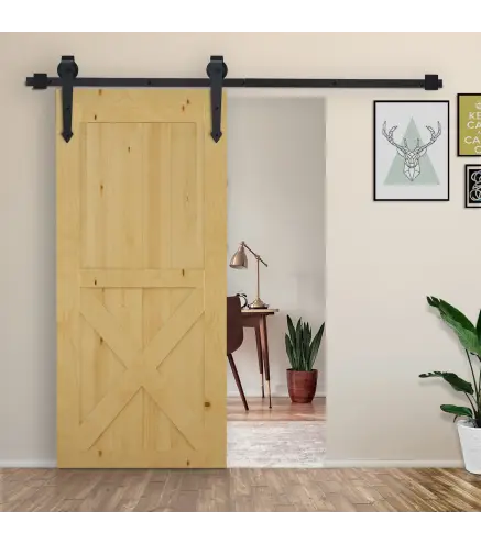 Herraje para Puerta Corredera 200 cm Tipo Flecha Kit de Accesorios para Puerta Corrediza Granero de Madera Negro