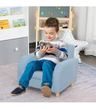 Sillón Infantil Mini Sofá para Niños de +3 Años con Asiento Acolchado Reposabrazos y Estructura de Madera Carga Máx. de 65 kg 49