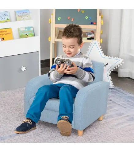 Sillón Infantil Mini Sofá para Niños de +3 Años con Asiento Acolchado Reposabrazos y Estructura de Madera Carga Máx. de 65 kg 49