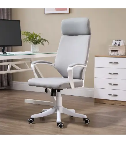 Silla de Oficina Giratoria Silla de Escritorio Giratoria Altura Ajustable con Reposabrazos 63x65x112-120 cm Gris