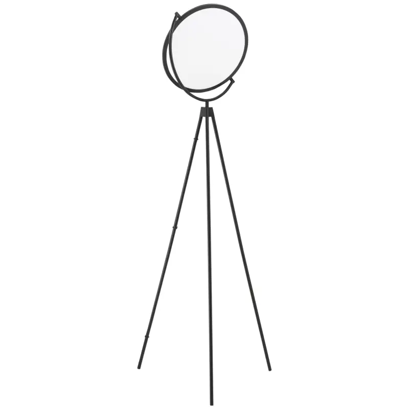 Lámpara de Pie Moderna con Luz LED de 20W Trípode de Metal Pantalla Giratoria e Interruptor de Pedal 60x60x163 cm Negro