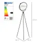 Lámpara de Pie Moderna con Luz LED de 20W Trípode de Metal Pantalla Giratoria e Interruptor de Pedal 60x60x163 cm Negro