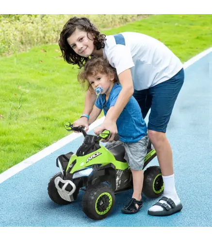 Cuatriciclo Infantil Tipo Quad Todoterreno con Luces Sonidos y Asiento Amplio para +18 Meses 67,5x38x44 cm Verde y Negro