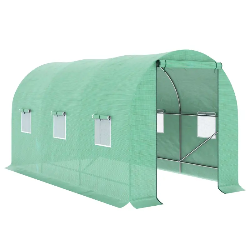 Invernadero de Exterior 4x2x2 m Invernadero de Túnel con 6 Ventanas de Malla y Puerta Enrollable con Cremallera Invernadero de H Invernadero de Exterior 4x2x2 m Invernadero de Túnel con 6 Ventanas de Malla y Puerta Enrollable con Cremallera Invernadero de H