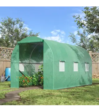 Invernadero de Exterior 4x2x2 m Invernadero de Túnel con 6 Ventanas de Malla y Puerta Enrollable con Cremallera Invernadero de H