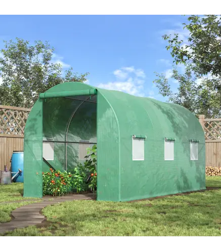 Invernadero de Exterior 4x2x2 m Invernadero de Túnel con 6 Ventanas de Malla y Puerta Enrollable con Cremallera Invernadero de H
