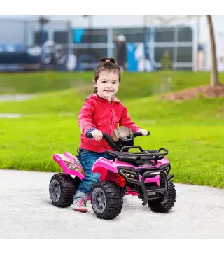 Quad Eléctrico Infantil para +18 Meses Vehículo Eléctrico a Batería 6V con Velocidad de 2 km/h 70x42x45 cm Rosa