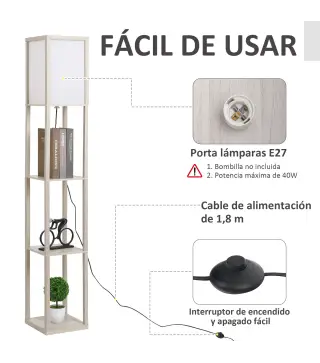 Lámpara de Pie con Estantes