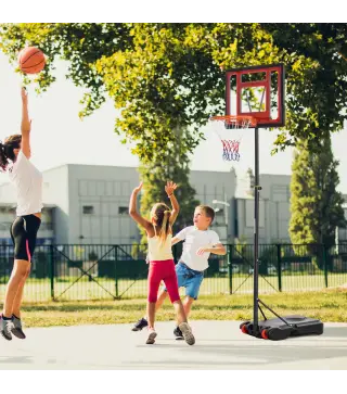 Canasta de Baloncesto Ajustable de 205-261 cm Aro de Baloncesto Portátil con Soporte de Acero Base Rellenable y 2 Ruedas de Tran