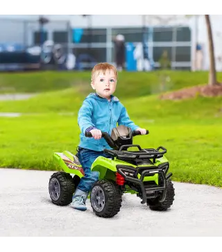 Quad Eléctrico Infantil para +18 Meses Vehículo Eléctrico a Batería 6V con Velocidad de 2 km/h 70x42x45 cm Verde