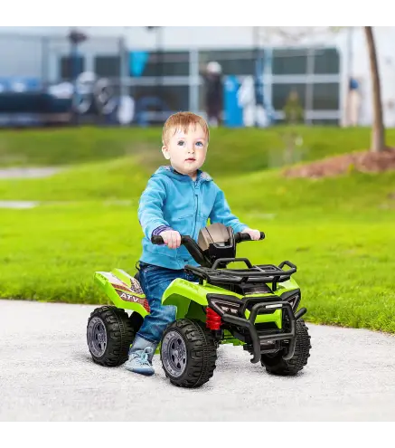 Quad Eléctrico Infantil para +18 Meses Vehículo Eléctrico a Batería 6V con Velocidad de 2 km/h 70x42x45 cm Verde