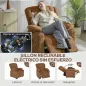 Sillón Relax Reclinable Eléctrico Silencioso con Función Memoria Reposapiés Mando a Distancia Bolsillo Lateral Marrón