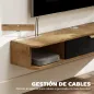 Conjunto de Muebles de Salón Muebles de TV con Estante de Pared Compartimentos Orificios para Cables 120x24x16 cm Roble