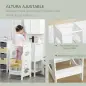 Torre de Aprendizaje para Niños con Pedal Altura Ajustable en 3 Posiciones y Barra de Seguridad 40x50x90 cm Gris