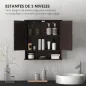 Armario de Baño con Espejo Armario de Pared con 2 Puertas Estante Abierto Estante Ajustable 56x13x58cm Marrón Oscuro