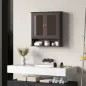 Armario de Baño con Espejo Armario de Pared con 2 Puertas Estante Abierto Estante Ajustable 56x13x58cm Marrón Oscuro