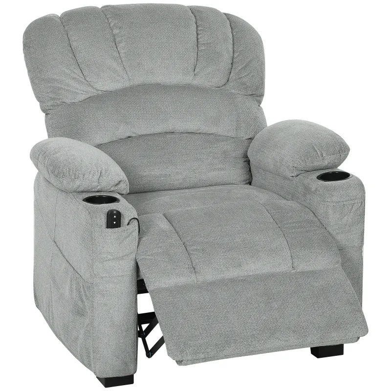 Sillón Relax Reclinable Eléctrico Silencioso con Función Memoria Reposapiés Mando a Distancia Bolsillo Lateral Gris