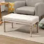 Banco Pie de Cama, Taburete Pie de Cama Tapizado en Lino Sintético con Patas de Madera y Asiento Acolchado, Estilo Vinta Banco Pie de Cama, Taburete Pie de Cama Tapizado en Lino Sintético con Patas de Madera y Asiento Acolchado, Estilo Vinta