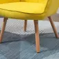 Sillón Individual con Respaldo Alto Reposabrazos Tela de Lino y Patas de Madera para Comedor Cocina 71x76x101cm Amarillo