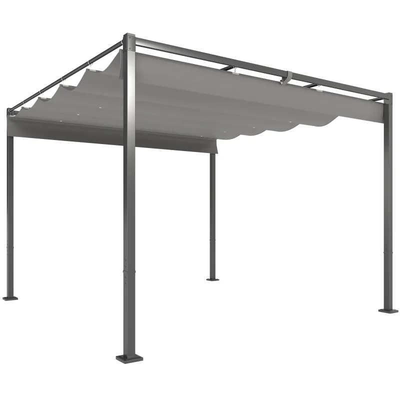 Pérgola con Techo Retráctil Pérgola de 3x3 m con Cierre Magnético Protección UV30+ Pabellón para Jardín Patio Gris
