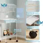 Jaula para Pájaros con Ruedas Estante Puertas 2 Comederos 2 Perchas Columpio Bandeja Extraíble 46,5x36x124 cm Blanco
