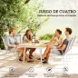 Set de 4 Sillas de Exterior Apilables con Asiento de Textilene para Jardín Terraza 54x75,5x95 cm Gris Claro