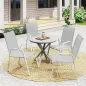 Set de 4 Sillas de Exterior Apilables con Asiento de Textilene para Jardín Terraza 54x75,5x95 cm Gris Claro