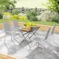 Set de 4 Sillas de Exterior Apilables con Asiento de Textilene para Jardín Terraza 54x75,5x95 cm Gris Claro