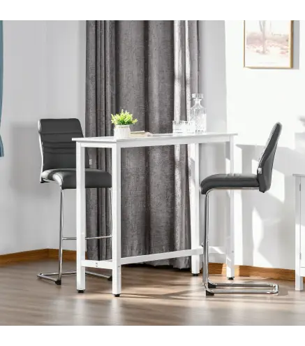 Mesa de Bar Mesa Alta con Encimera de Melamina Efecto Marmoleado y Patas de Acero Estilo Moderno para Cocina Cafetería C