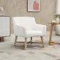 Butaca de Salón Tapizada en Terciopelo con Reposabrazos Acolchados y Patas de Madera Cruzadas 67x65x74 cm Blanco Crema