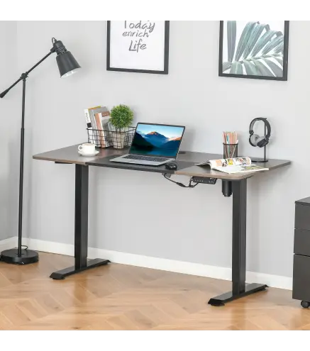 Escritorio Eléctrico con Altura Ajustable y 4 Teclas de Memoria para Oficina Hogar 140x70x72-116 cm Negro y Teca