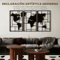 Decoración de Metal para Pared de Mapa Mundial de 3 Piezas para Salón Dormitorio Pasillo Negro