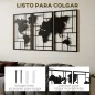 Decoración de Metal para Pared de Mapa Mundial de 3 Piezas para Salón Dormitorio Pasillo Negro