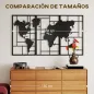 Decoración de Metal para Pared de Mapa Mundial de 3 Piezas para Salón Dormitorio Pasillo Negro