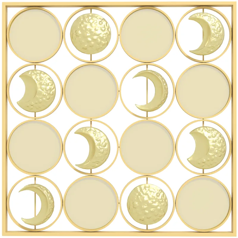 Decoración de Metal para Pared de Fases Lunares Multidireccional con 16 Discos Dorado