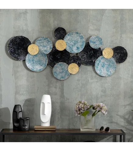 3D Arte de Pared Metálico Adornos Modernos Redondos para Colgar Decoración para Salón Dormitorio Multicolor